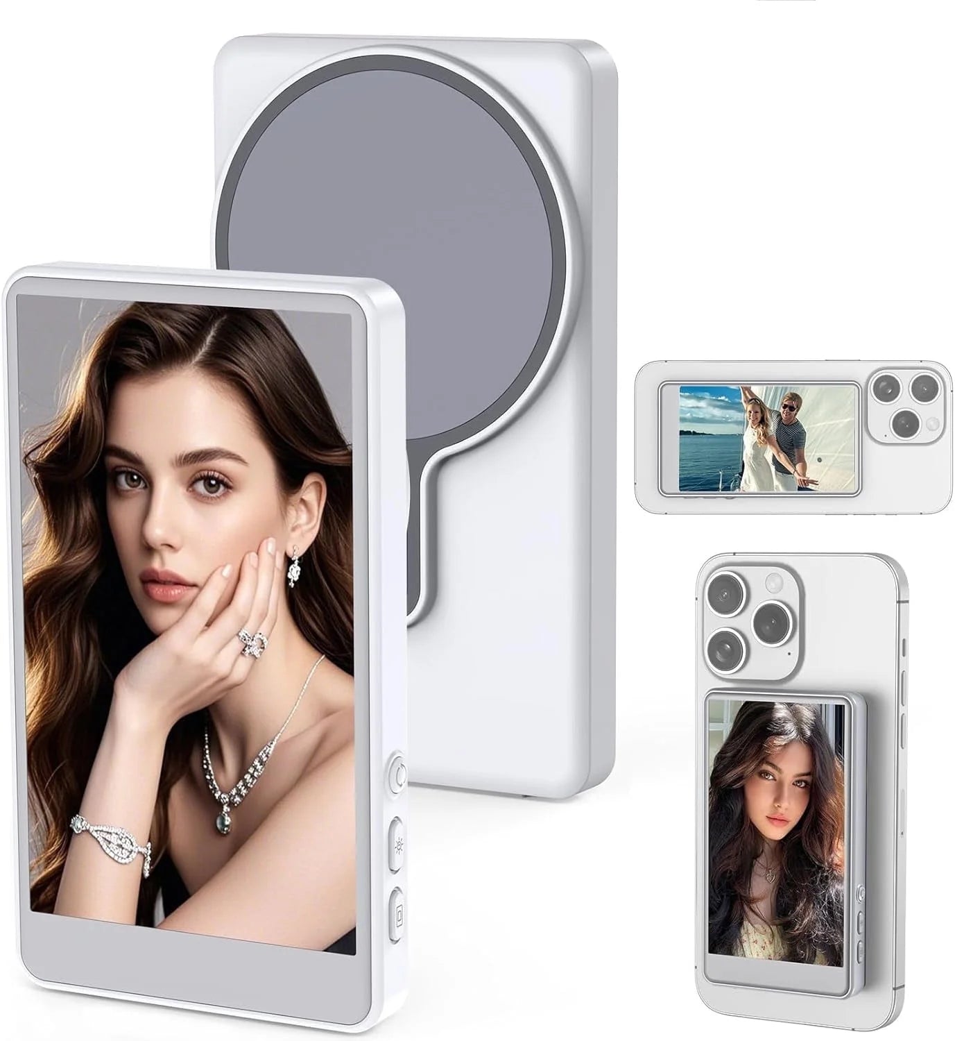 Vlog Selfie Monitor Screen with Wireless&Remote Control 1800Mah Battery, Back Camera Monito for Iphone & Android Phone,Selfie Monitor Screen Phone