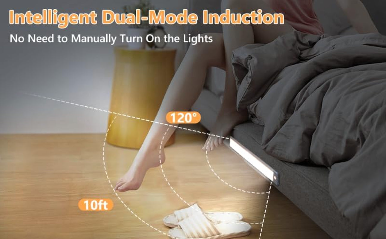 Under Cabinet Lights, 2 Pack Wireless Motion Sensor Closet Light with USB-C Rechargeable 2200Mah Battery, Magnetic Mount for Kitchen, Hallway & Stairs — Ultra-Bright Cool White LED Lighting