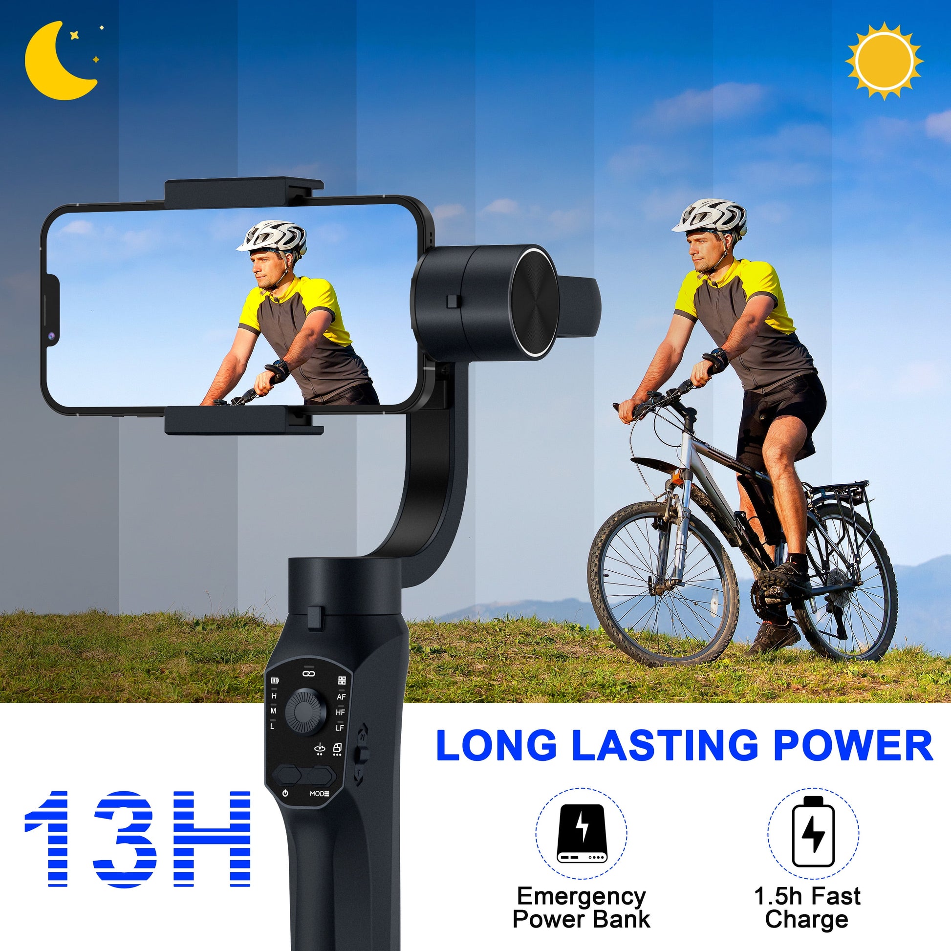 Gimbal Stabilizer for Smartphone, 3-Axis Gimbal Gimbal for Iphone and Android, Portable and Foldable Phone Stabilizer for Video Recording with Face,Black, 1 Count