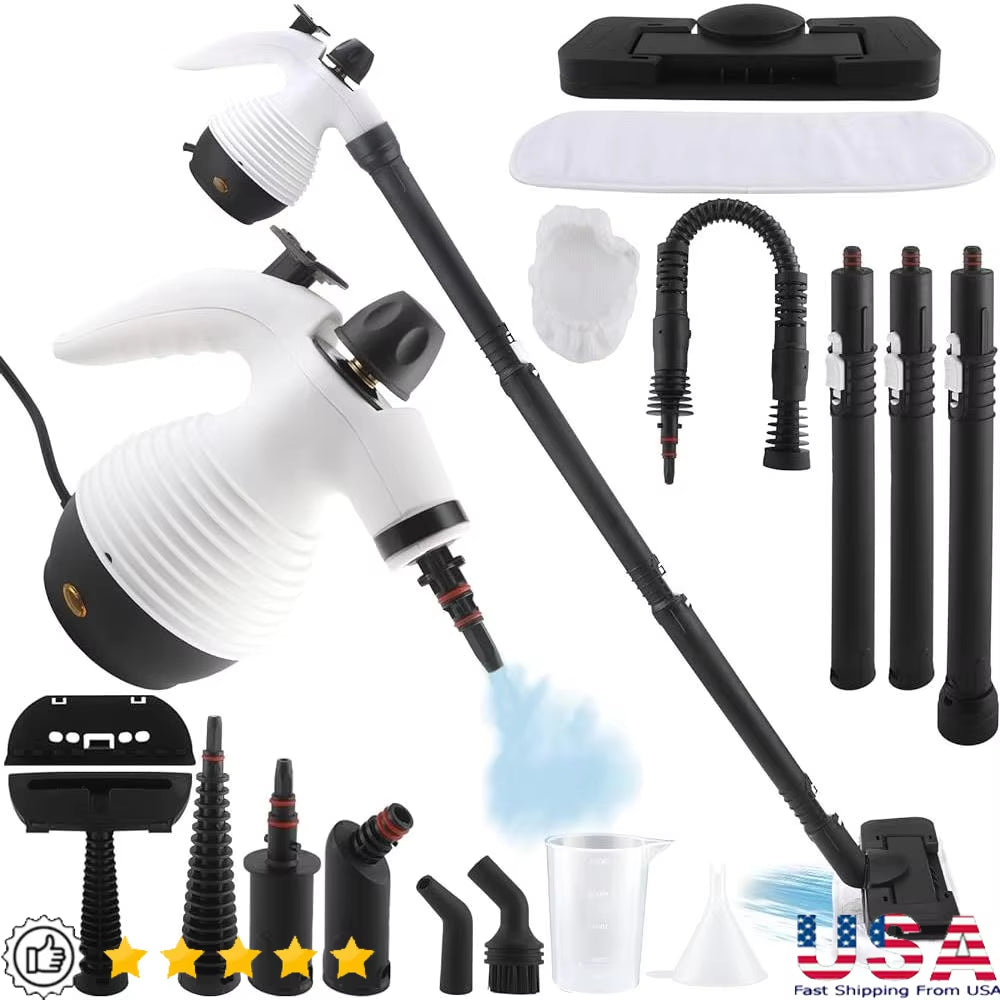 Steam Mop Handheld Steam Cleaner 1050W 350Ml Detachable Multi-Purpose 16 Accessory Kit Rapid Heat up High Pressure Steam