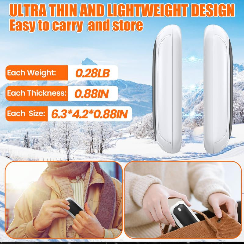 Rechargeable Hand Warmers - 2 Pack Portable Magnetic Electric Design with 12 Hours of Warmth, Double-Sided Heating, Ideal for Outdoor Activities and Camping - Perfect Winter Gifts for Men and Women