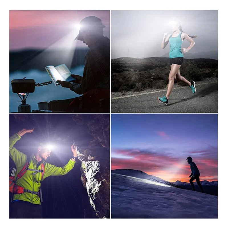  Induction Headlamp with Sensor - USB Rechargeable COB LED Headlight, 5 Modes Hands-Free Head Torch for Running & Camping
