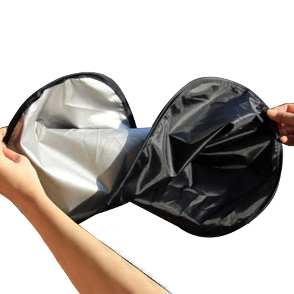 UV Foldable Automotive Window Shades, Polyester Black, 59 X 27.55 In
