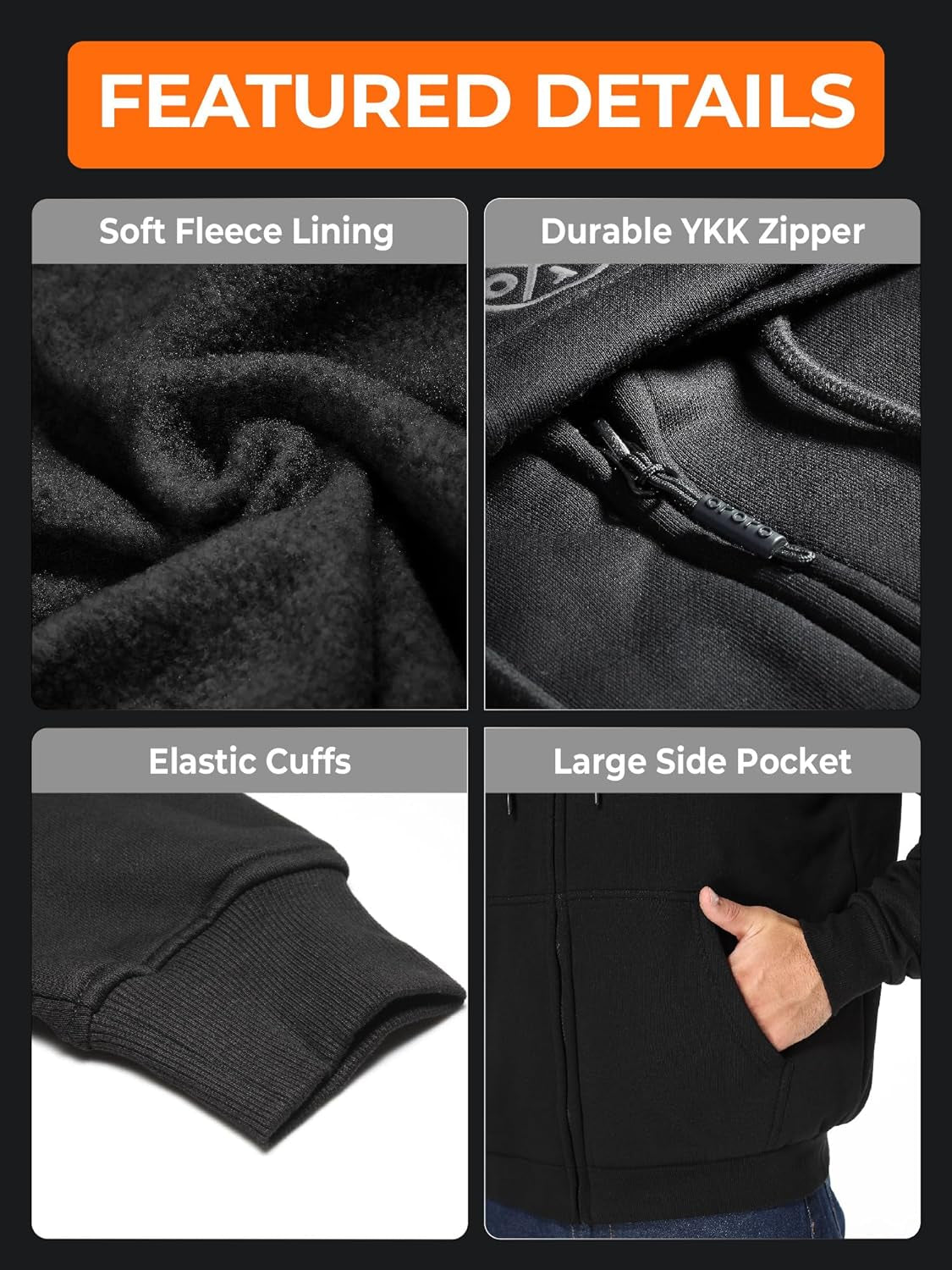 Heated Hoodie with USB-C Rechargeable Battery, Fleece Full-Zip Heated Sweatshirt Hoodie