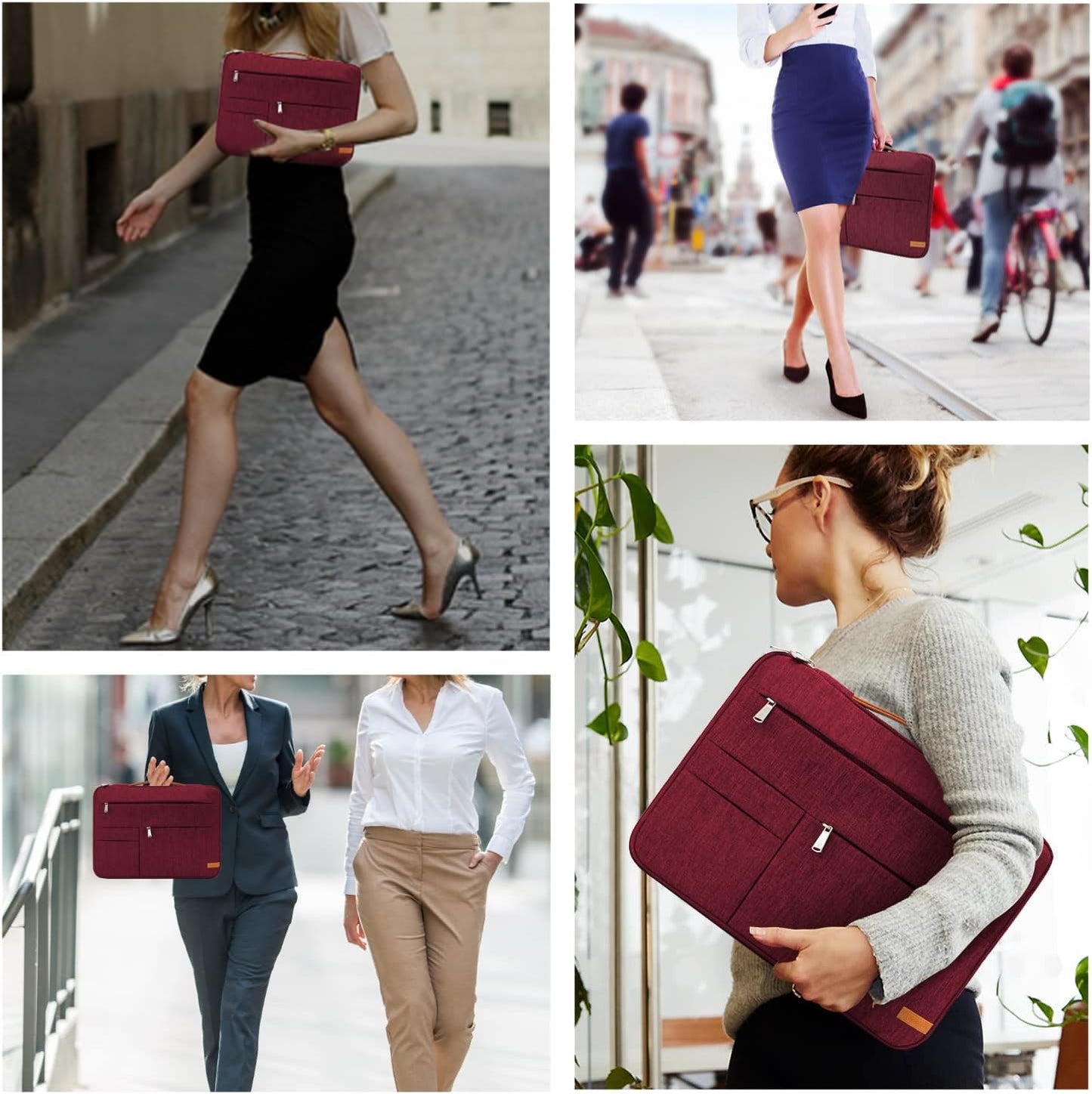 15-15.6 Inch Laptop Sleeve Bag, Slim Lightweight Multiple Pockets Computer Cover Notebook Ultrabooks Carrying Case Fit for Acer Asus Dell Lenovo HP Toshiba, Red