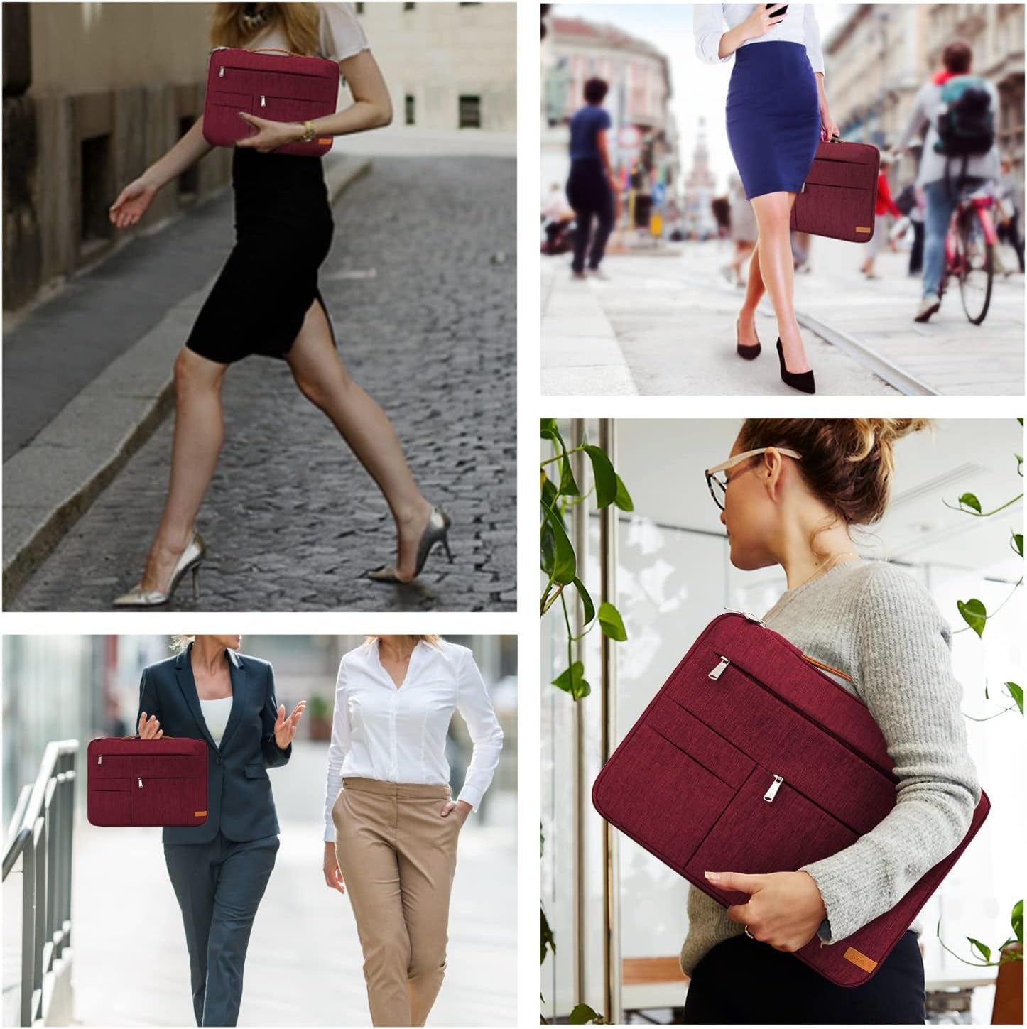 15-15.6 Inch Laptop Sleeve Bag, Slim Lightweight Multiple Pockets Computer Cover Notebook Ultrabooks Carrying Case Fit for Acer Asus Dell Lenovo HP Toshiba, Red