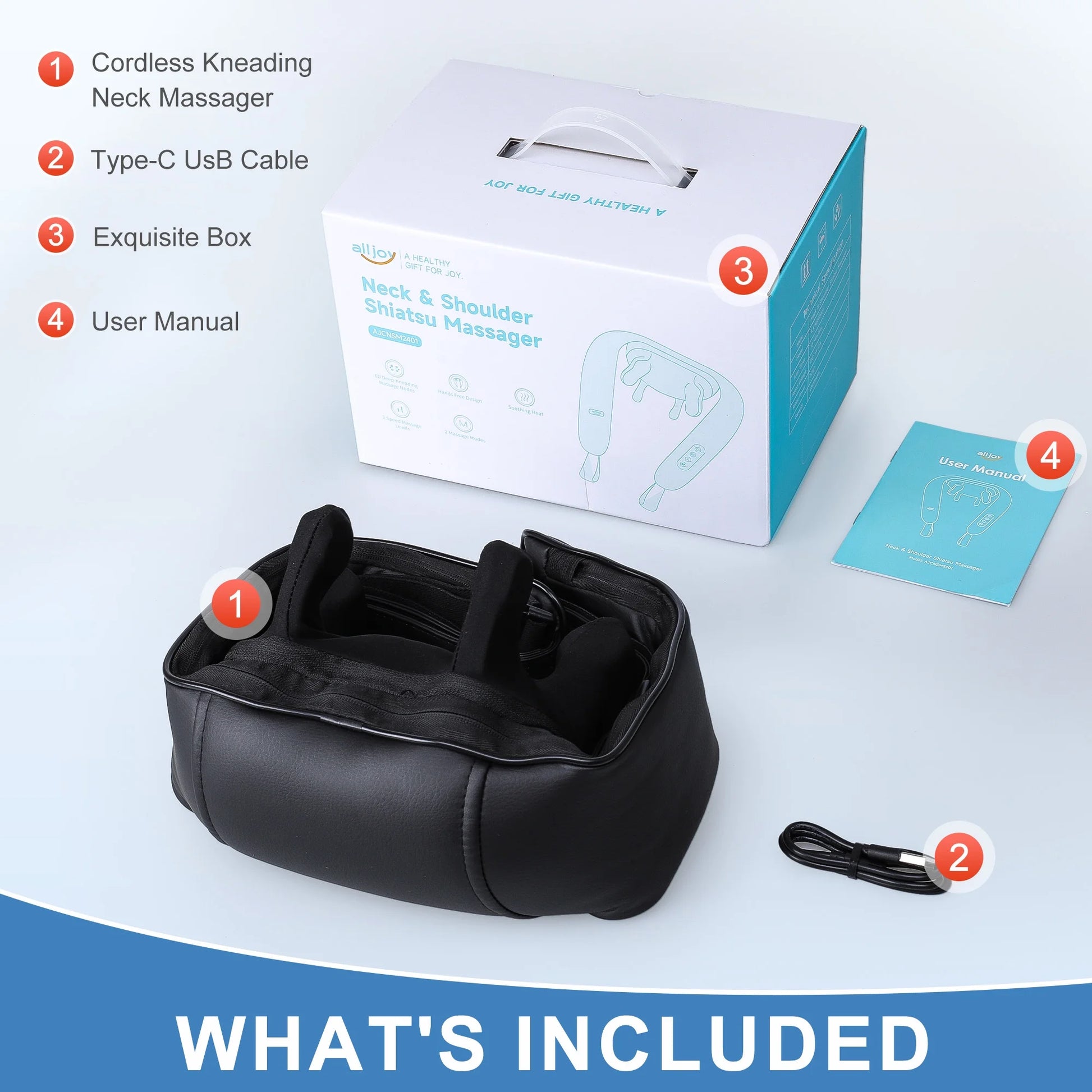 All Joints Massager with Heat - 6D Shiatsu Deep Tissue Kneading for Back, Leg, Muscle Pain Relief