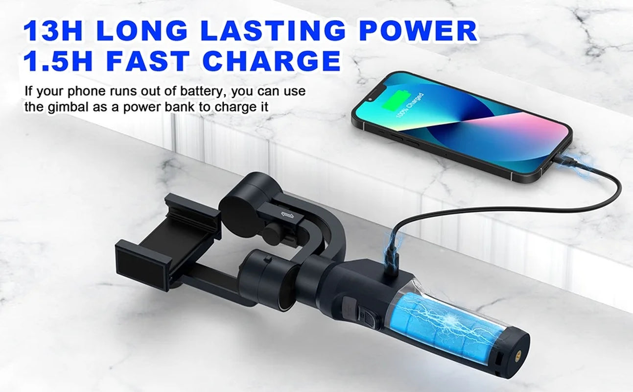 Gimbal Stabilizer for Smartphone, 3-Axis Gimbal Gimbal for Iphone and Android, Portable and Foldable Phone Stabilizer for Video Recording with Face,Black, 1 Count