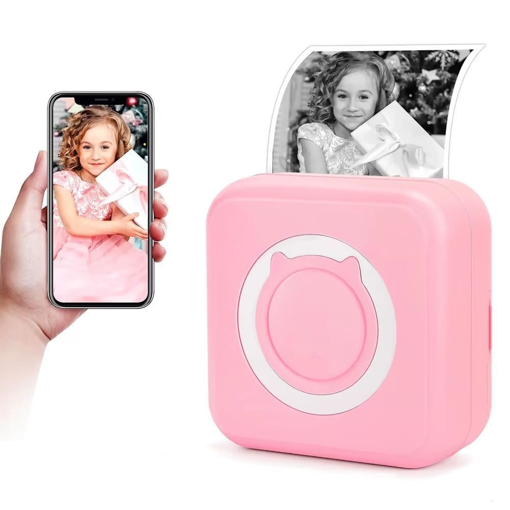 Mini Printer Compatible with IOS and Android, Wireless Mini Photo Printer Label Printer, Portable BT Mini Thermal Printer