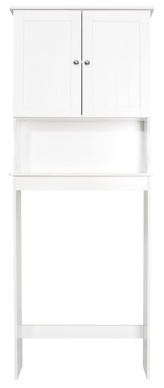 Country Two Door over the Toilet Cabinet, Adjustable Shelf, White