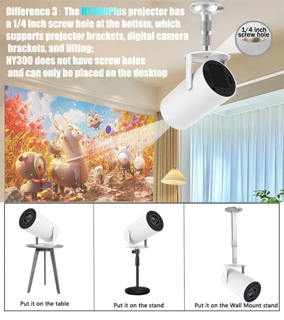 Portable 4K 120 inches Projector for Movies and Games