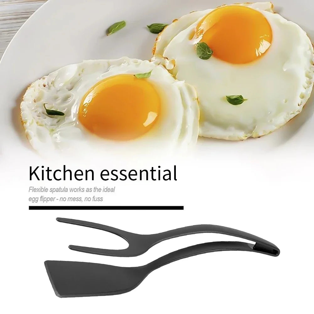 Kitchen 2 In 1 Nylon Grip Flip Tongs Egg Spatula Tongs Steak Spatula Tongs Clamp Pancake Fried Turners Kitchen Accessories