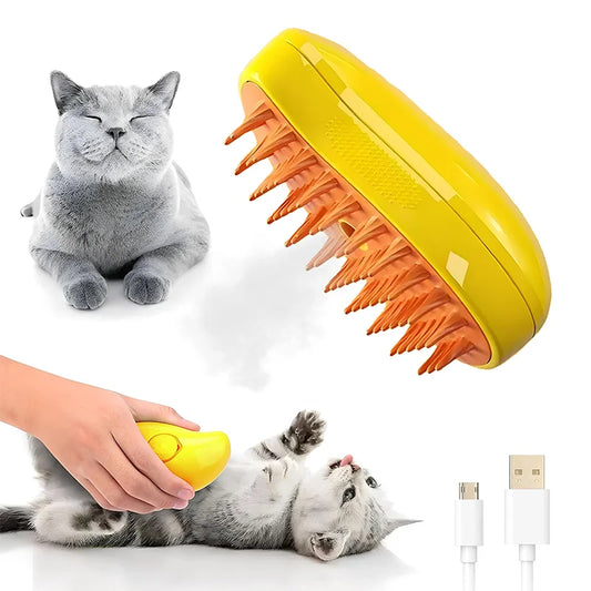 Cat Steam Brush, 3in1 Cat Steamy Floating Hair Brush, Cat Spray Massage Comb, Rechargeable Cat Slicker Brush With Liquid Inlet S