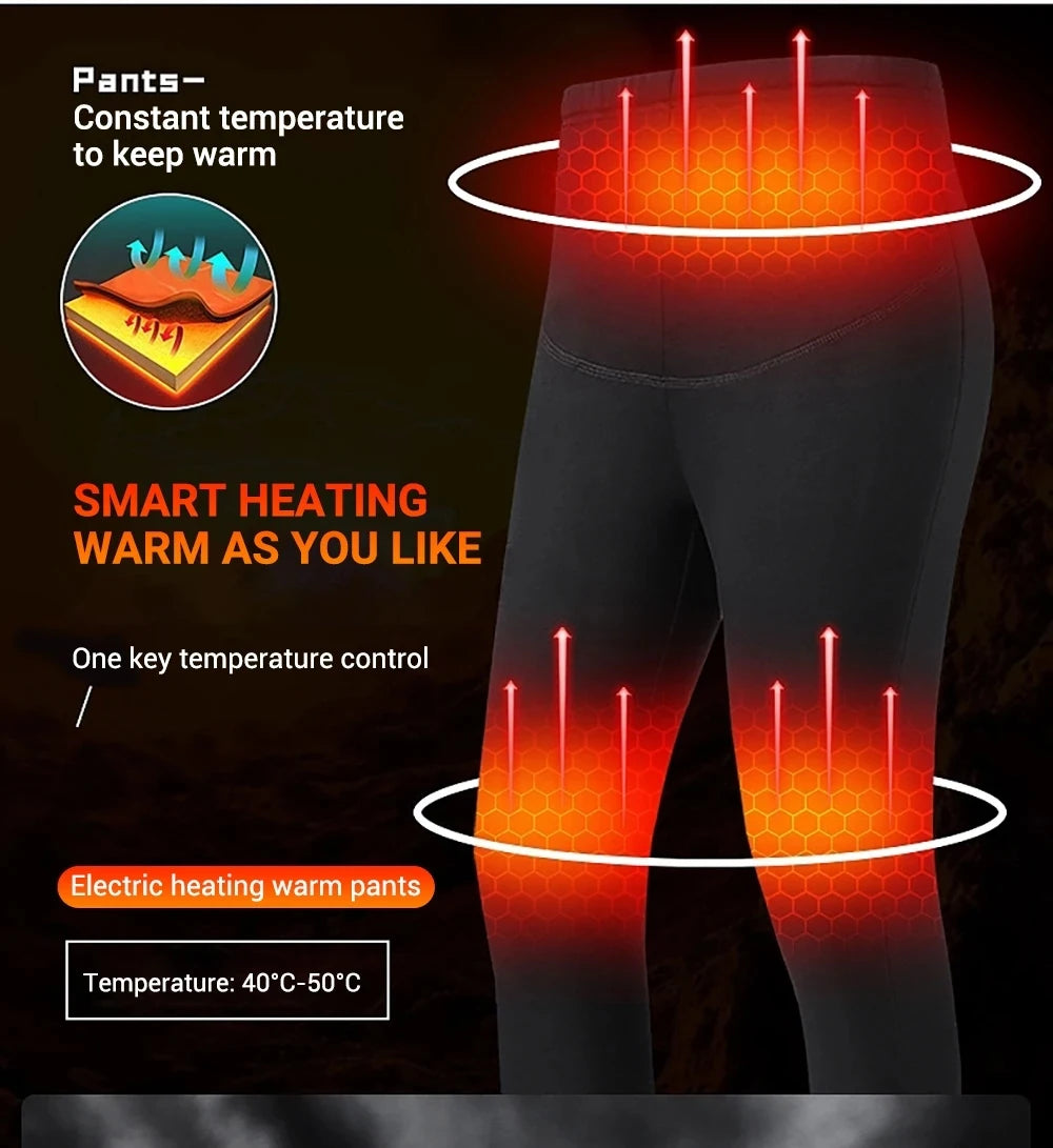 Winter Heated Underwear Set Women Men USB Electric Heating Jacket Winter Sports Thermal Underwear Electric Heated Equipment