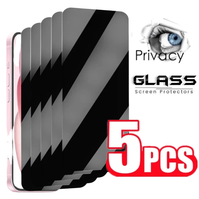 5 PCS Anti-spy Glass For iPhone 15/14/13/12/11 Pro Max Anti Fall Tempered Glass For iPhone 15Pro 14Pro Privacy Screen Protector