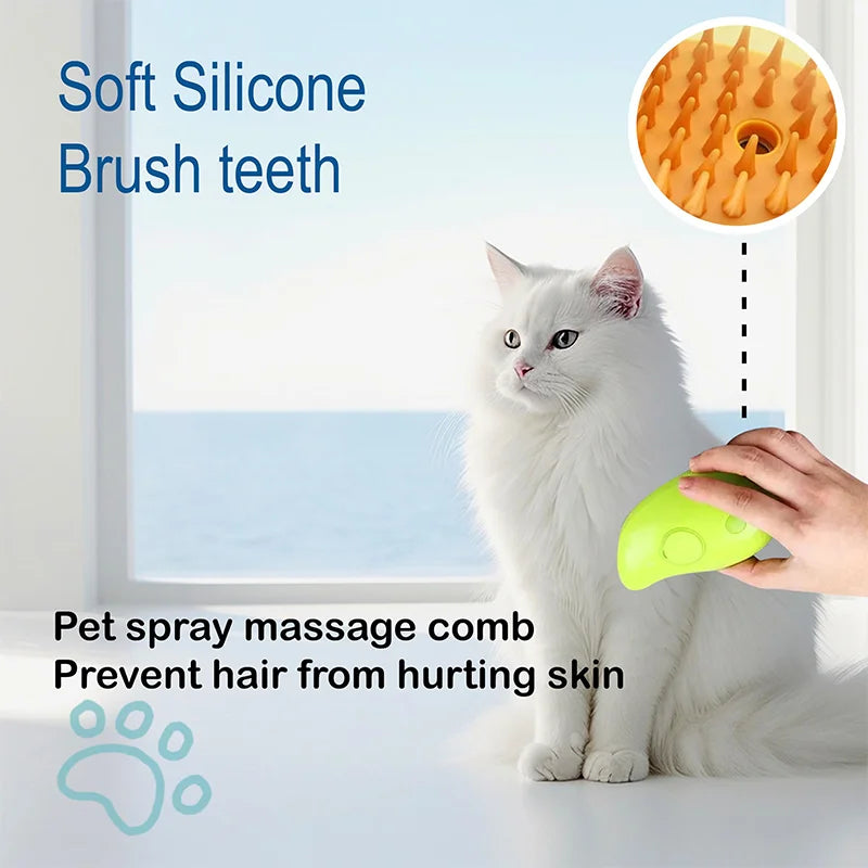 Cat Steam Brush, 3in1 Cat Steamy Floating Hair Brush, Cat Spray Massage Comb, Rechargeable Cat Slicker Brush With Liquid Inlet S