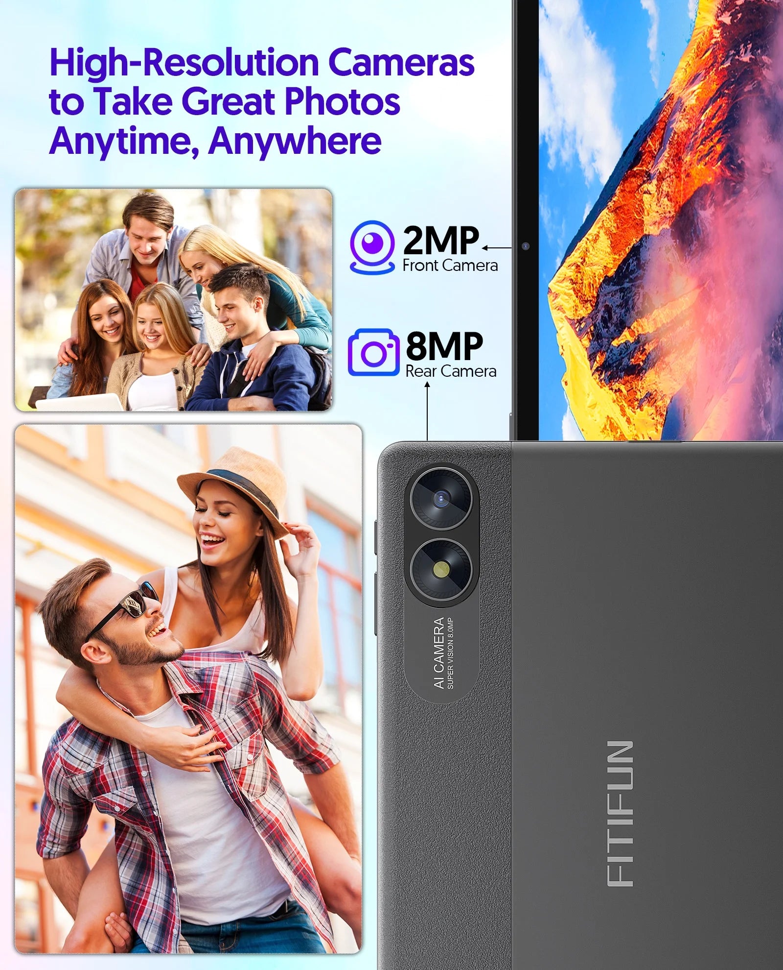 Android Tablet with Keyboard, 10 Inch Android 14 Tablet, T606 Octa Core 8GB+128GB+1TB Expand,8000Mah Battery,5G Wifi 6, Bluetooth,2+8Mp Dual Camera, 2 in 1 Tablet with Keyboard, Mouse, Case, Stylus