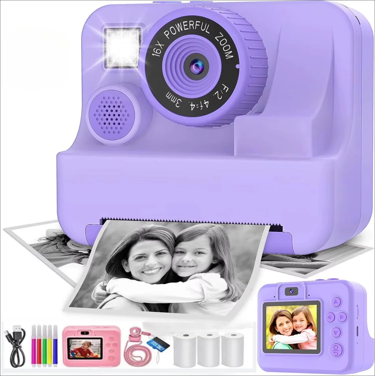 Children'S Instant Printing Camera and Video Photography Toy for Boys and Girls, Mini Digital Camera with Printer
