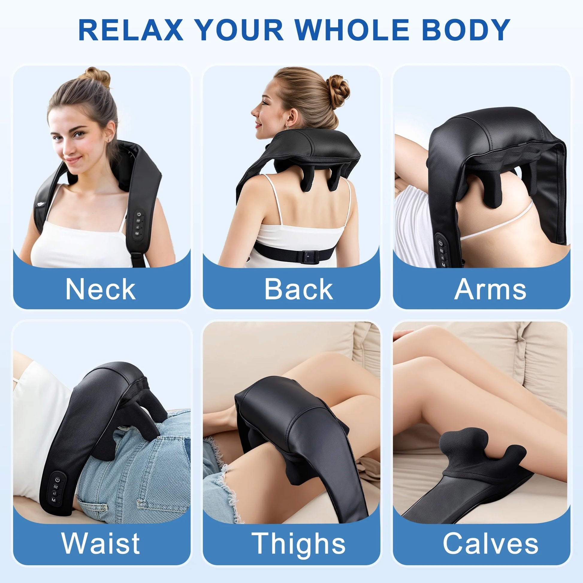 All Joints Massager with Heat - 6D Shiatsu Deep Tissue Kneading for Back, Leg, Muscle Pain Relief