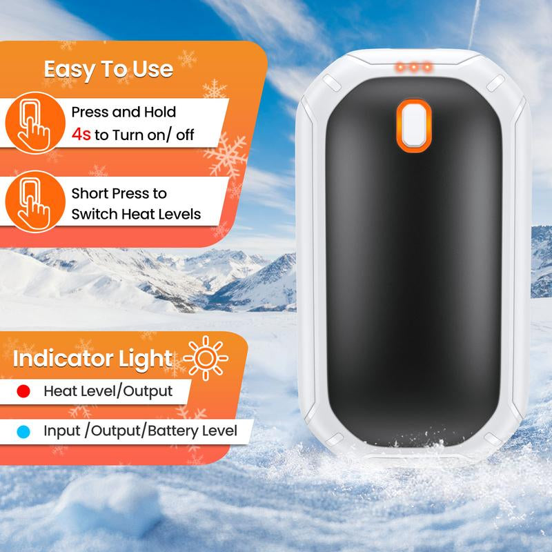 Rechargeable Hand Warmers - 2 Pack Portable Magnetic Electric Design with 12 Hours of Warmth, Double-Sided Heating, Ideal for Outdoor Activities and Camping - Perfect Winter Gifts for Men and Women