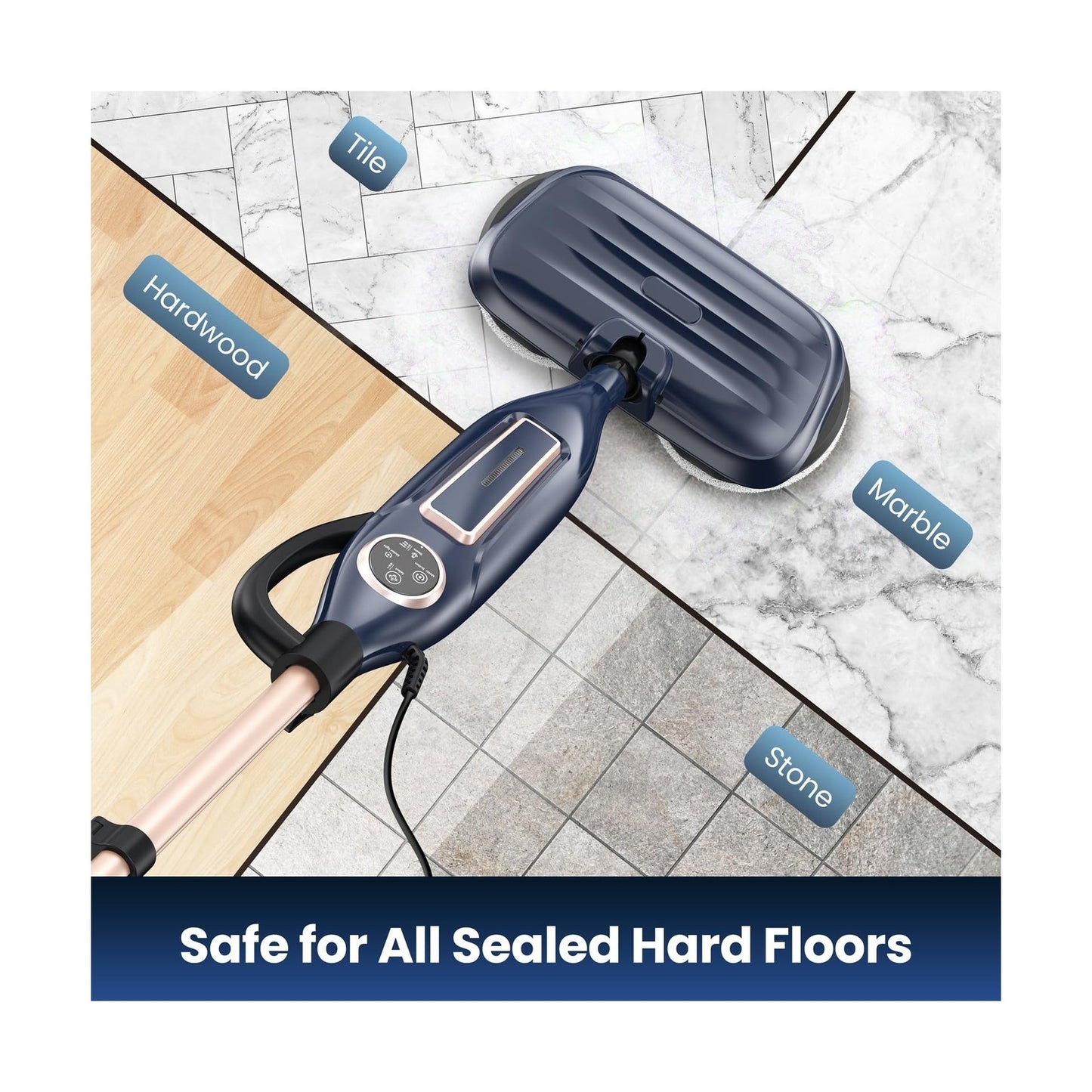 DEVOAC VM6 Scrubbing Steam Mop with Rotating Mop Pads, 10 in 1 Steam Mop, Lig...