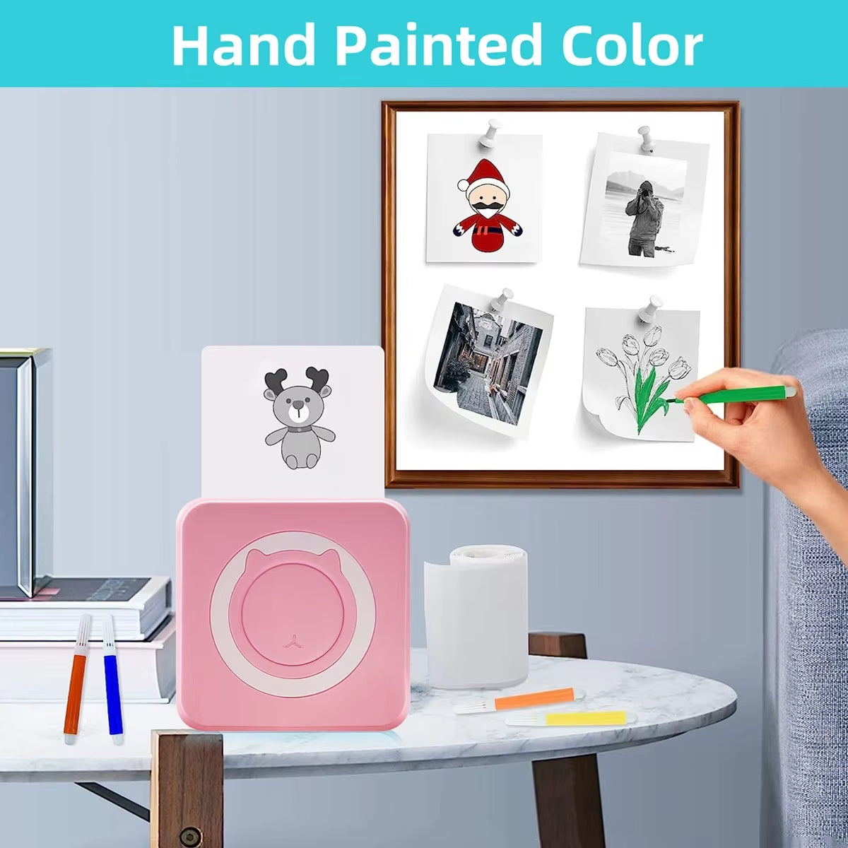 Mini Printer Compatible with IOS and Android, Wireless Mini Photo Printer Label Printer, Portable BT Mini Thermal Printer