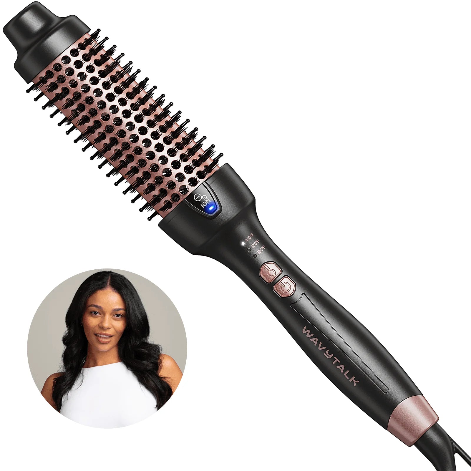 Thermal Brush for Blowout Look, 1 1/2 Inch Ionic Heated Nylon Brush Get Natural Curls, Rose Gold