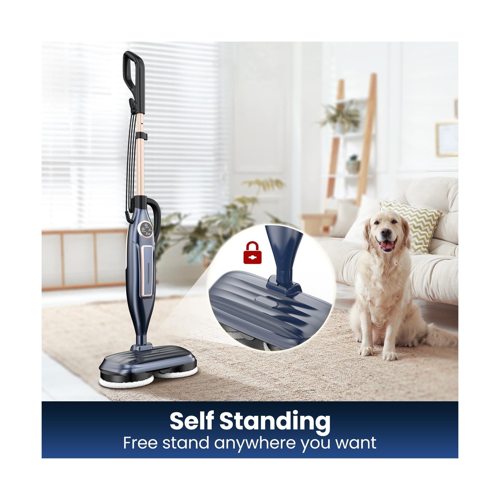 DEVOAC VM6 Scrubbing Steam Mop with Rotating Mop Pads, 10 in 1 Steam Mop, Lig...