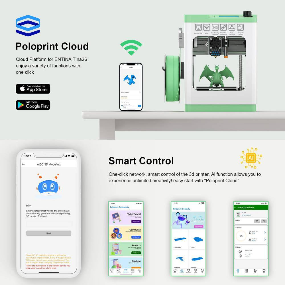 Wifi Cloud Printing 3D Printer, Fully Assembled and Mini 3D Printer for Beginners and Kids with Auto Leveling