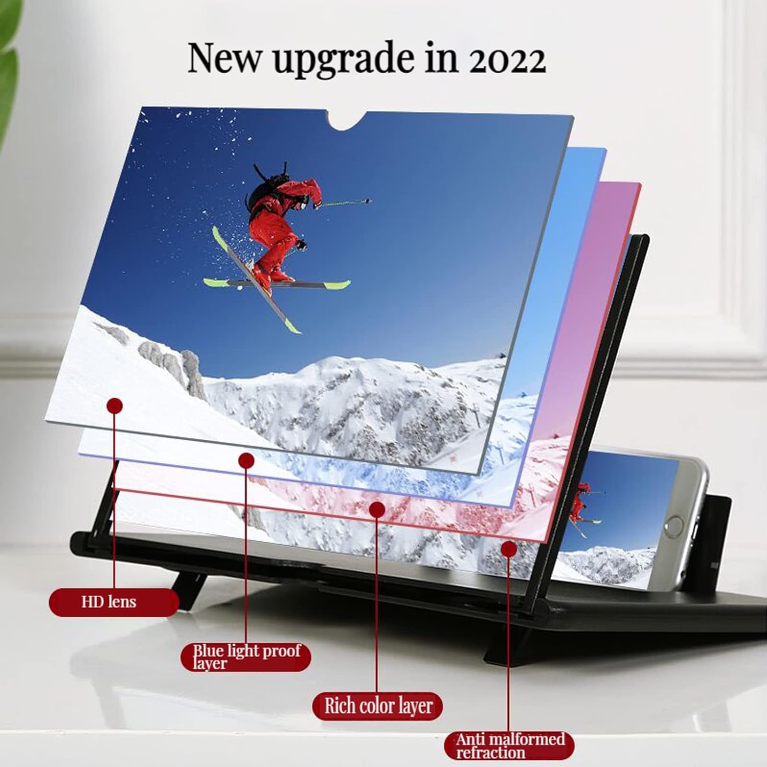 18 Inch Screen Magnifier for Cell Phone 3D Hd Phone Screen Magnifier,Portable Phone Screen Amplifier Enlarger for Movies Videos Gaming for All Smartphones