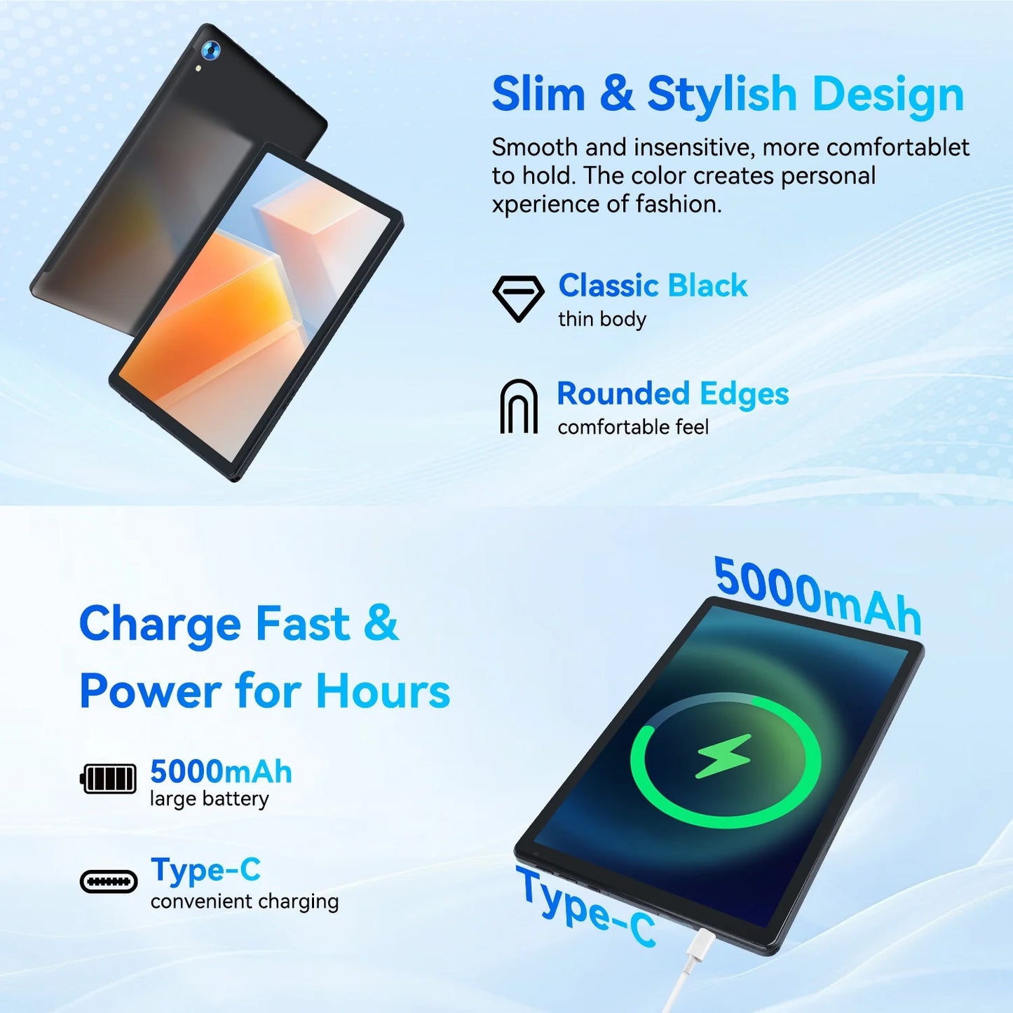 Android 15 Tablets 10Inch with Case,Go Octa Core Tablet with 24GB+128GB/1 TB Expansion, Wifi 6, 5MP+8MP Camera, 5000Mah, Split-Screen,Black+Keyboard & Mouse Set Black