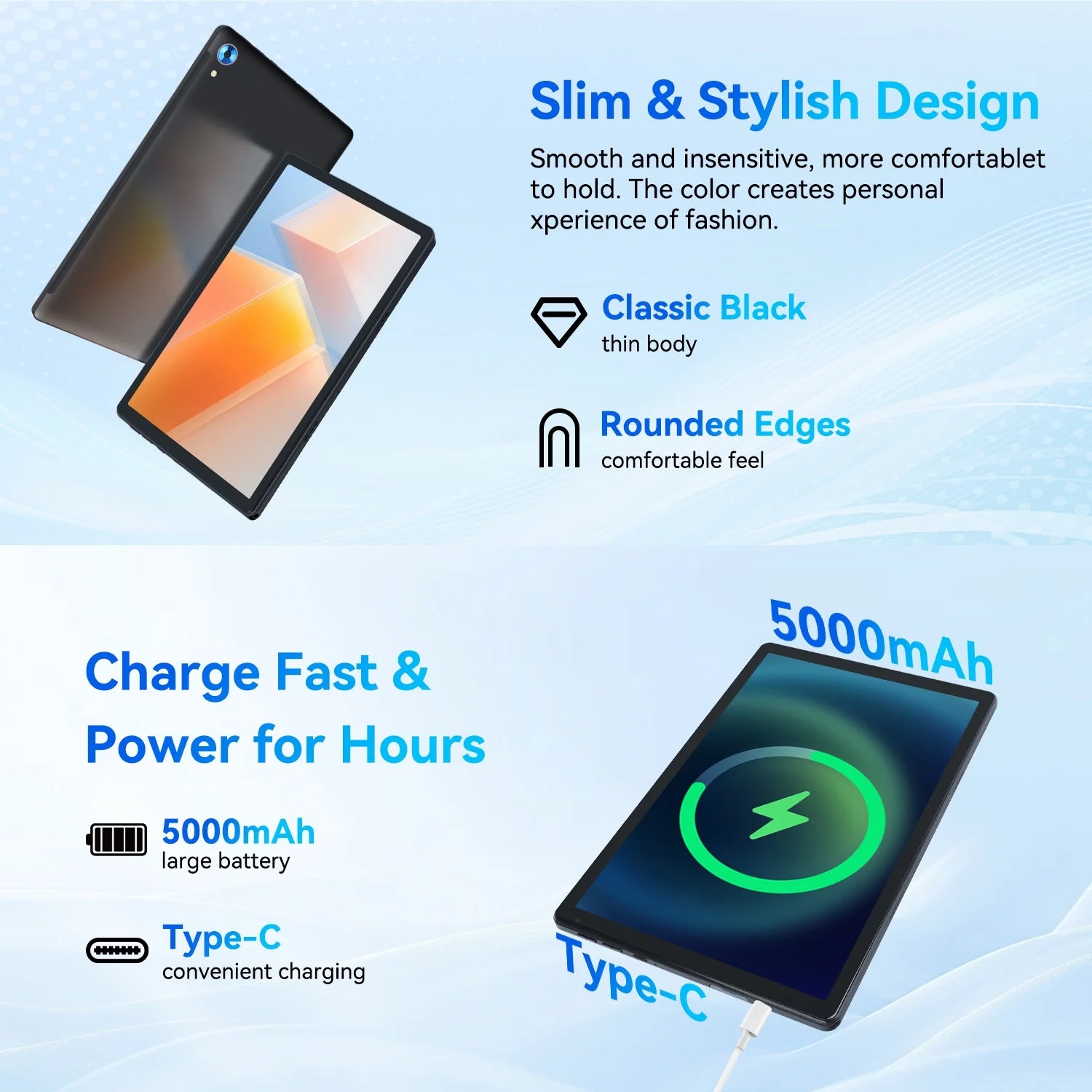 Android 15 Tablets 10Inch with Case,Go Octa Core Tablet with 24GB+128GB/1 TB Expansion, Wifi 6, 5MP+8MP Camera, 5000Mah, Split-Screen,Black+Keyboard & Mouse Set Black