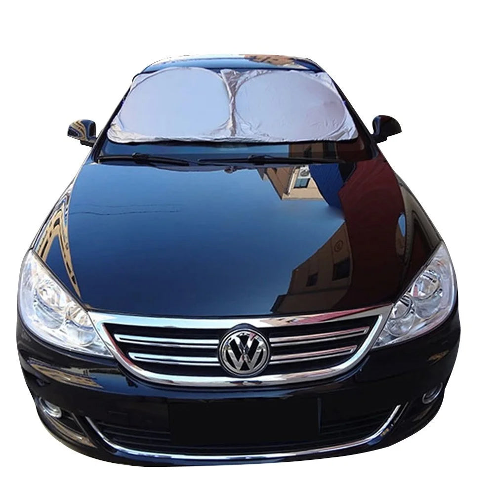 UV Foldable Automotive Window Shades, Polyester Black, 59 X 27.55 In