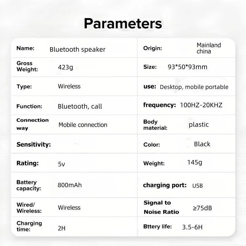 Wireless Speaker Rechargeable Bluetooth-Compatible Speaker with Colorful Light 