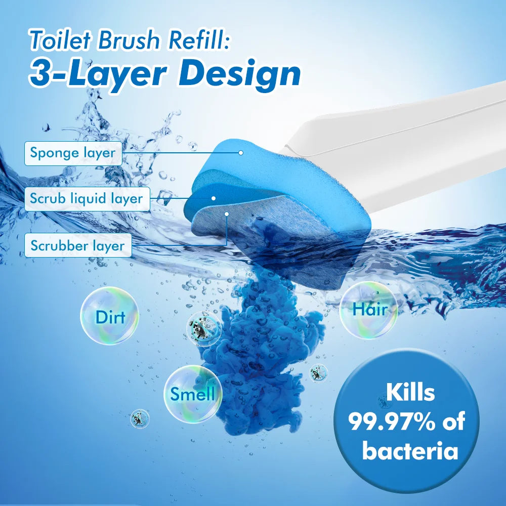 Disposable Toilet Brush Cleaner & Holder with 40 Toilet Bowl Scrubber Refill