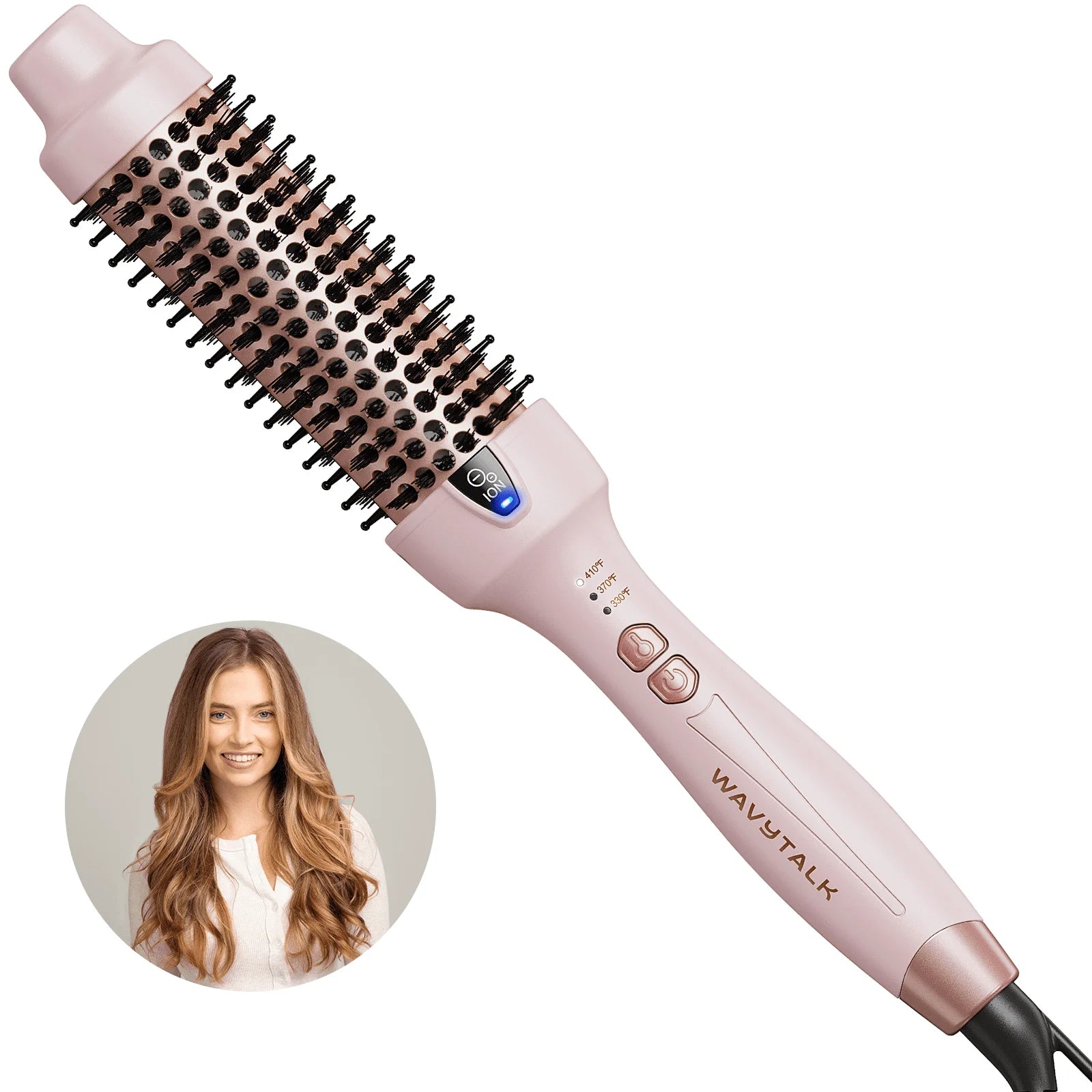 Thermal Brush for Blowout Look, 1 1/2 Inch Ionic Heated Nylon Brush Get Natural Curls, Pink