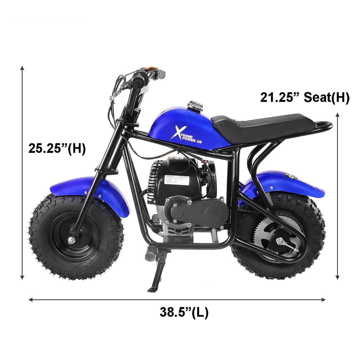 Mini Dirt Bike, 40CC Gas Powered Mini Bike, 4 Stroke off Road Trail Bike for Kids & Adults, up to 20 MPH, Weight Support up to 165Lbs Blue
