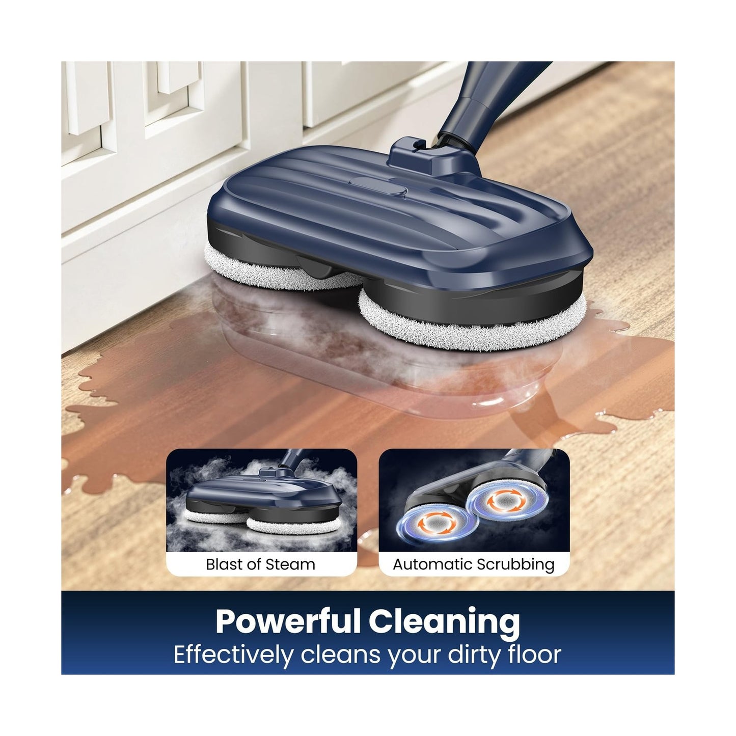 DEVOAC VM6 Scrubbing Steam Mop with Rotating Mop Pads, 10 in 1 Steam Mop, Lig...