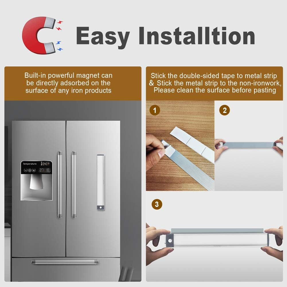 Under Cabinet Lights, 2 Pack Wireless Motion Sensor Closet Light with USB-C Rechargeable 2200Mah Battery, Magnetic Mount for Kitchen, Hallway & Stairs — Ultra-Bright Cool White LED Lighting