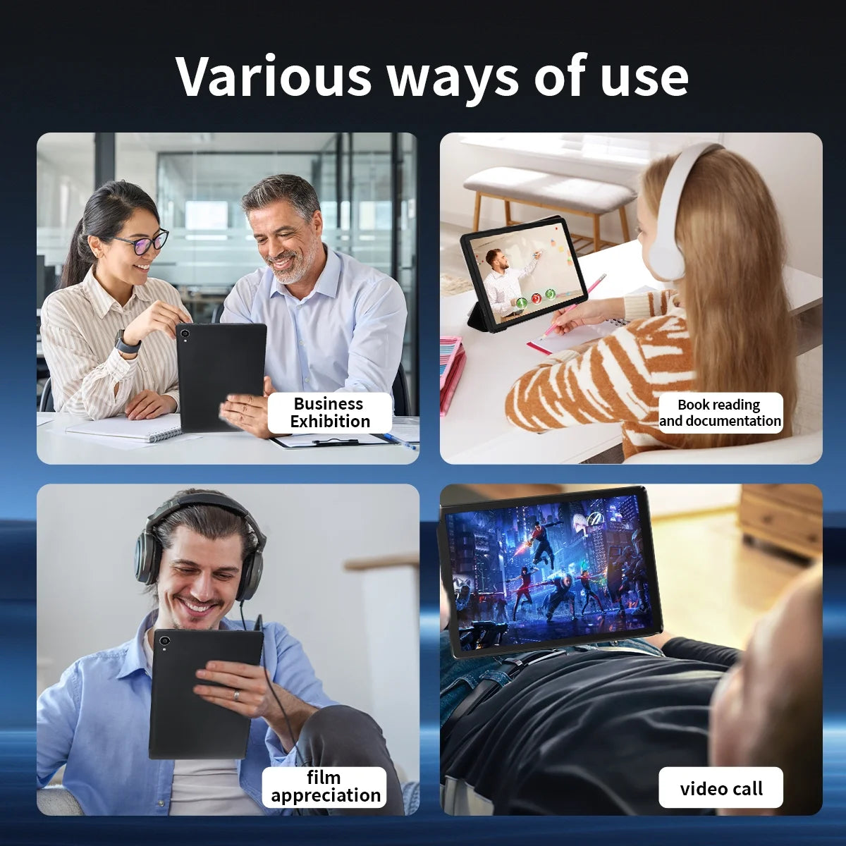 Android 15 Tablets 10Inch with Case,Go Octa Core Tablet with 24GB+128GB/1 TB Expansion, Wifi 6, 5MP+8MP Camera, 5000Mah, Split-Screen,Black+Keyboard & Mouse Set Black