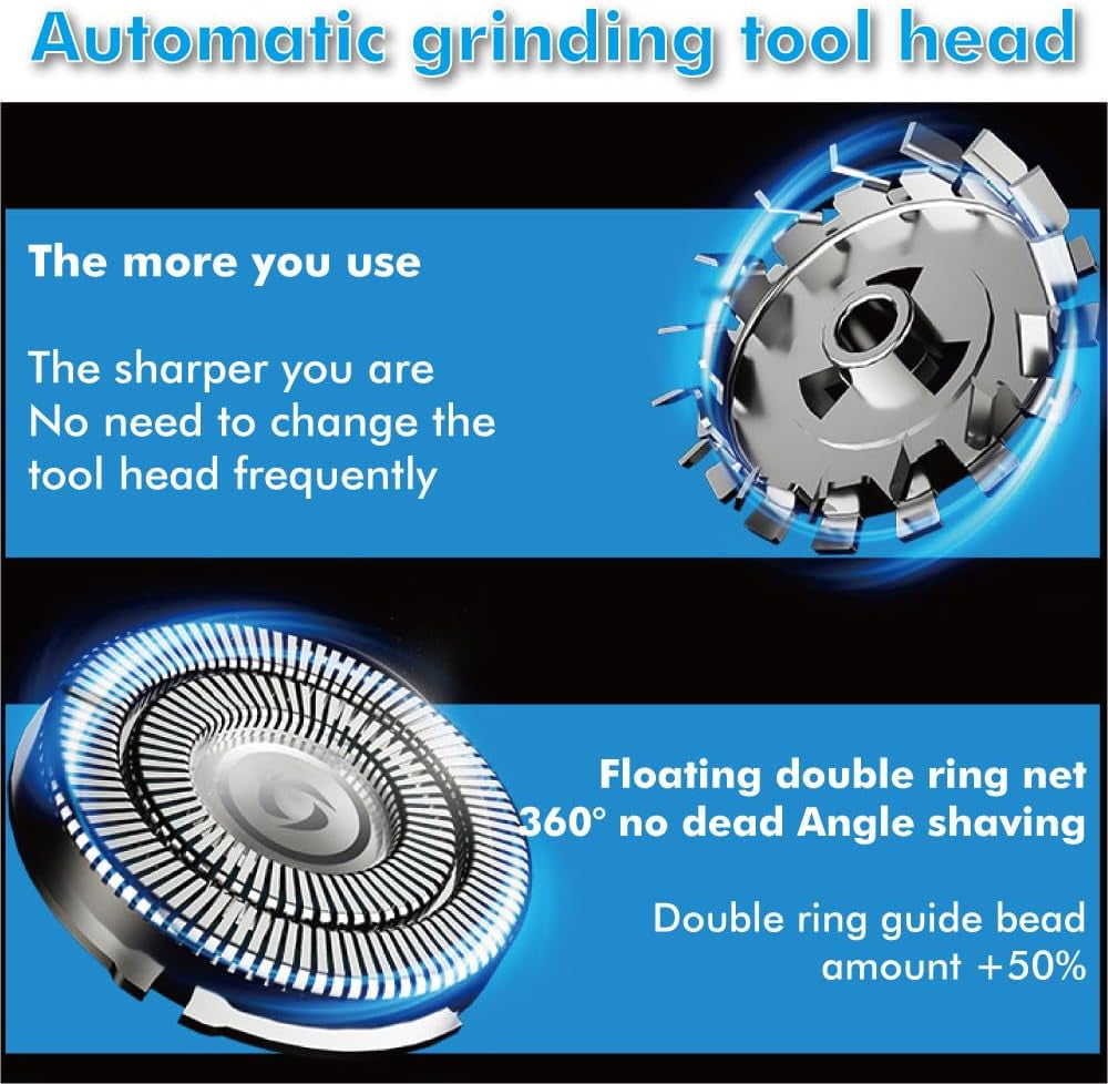 Electric Shaver for Men,2 Head Travel Shavers,Electric Shaver for Men, Razors Men'S Face Groomer USB Rechargeable, Fast-Charging Cordless Shavers with 5 Watts Beard Trimmer