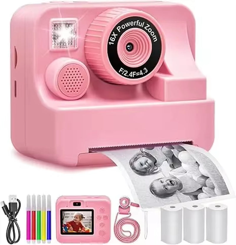 Children'S Instant Printing Camera and Video Photography Toy for Boys and Girls, Mini Digital Camera with Printer