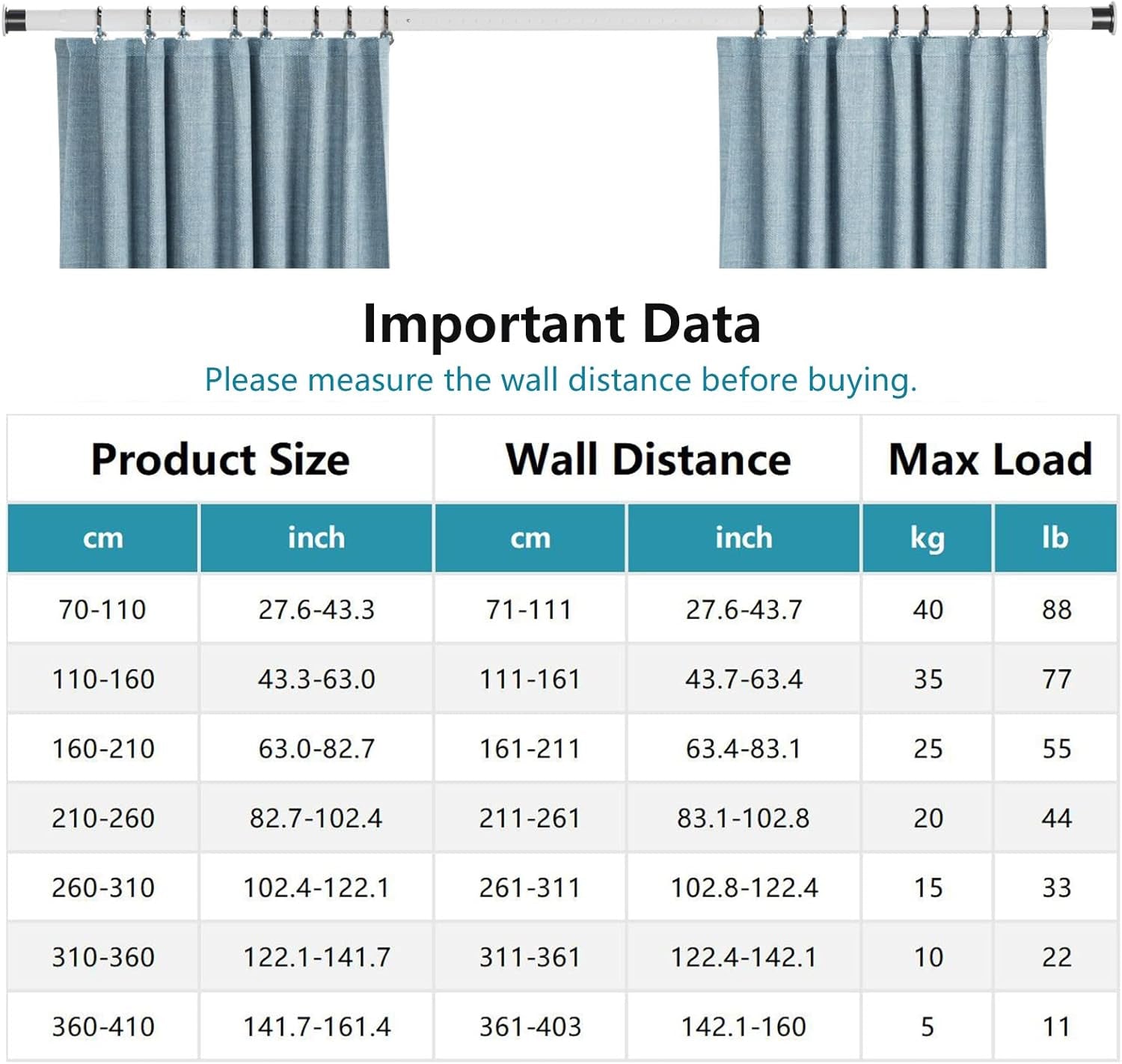 Room Divider Tension Curtain Rod Long / 141.7-161.4 Inches Large No Drilling Adjustable Window Curtain Rod for Bathroom, Shower Indoor Decor/Cream White