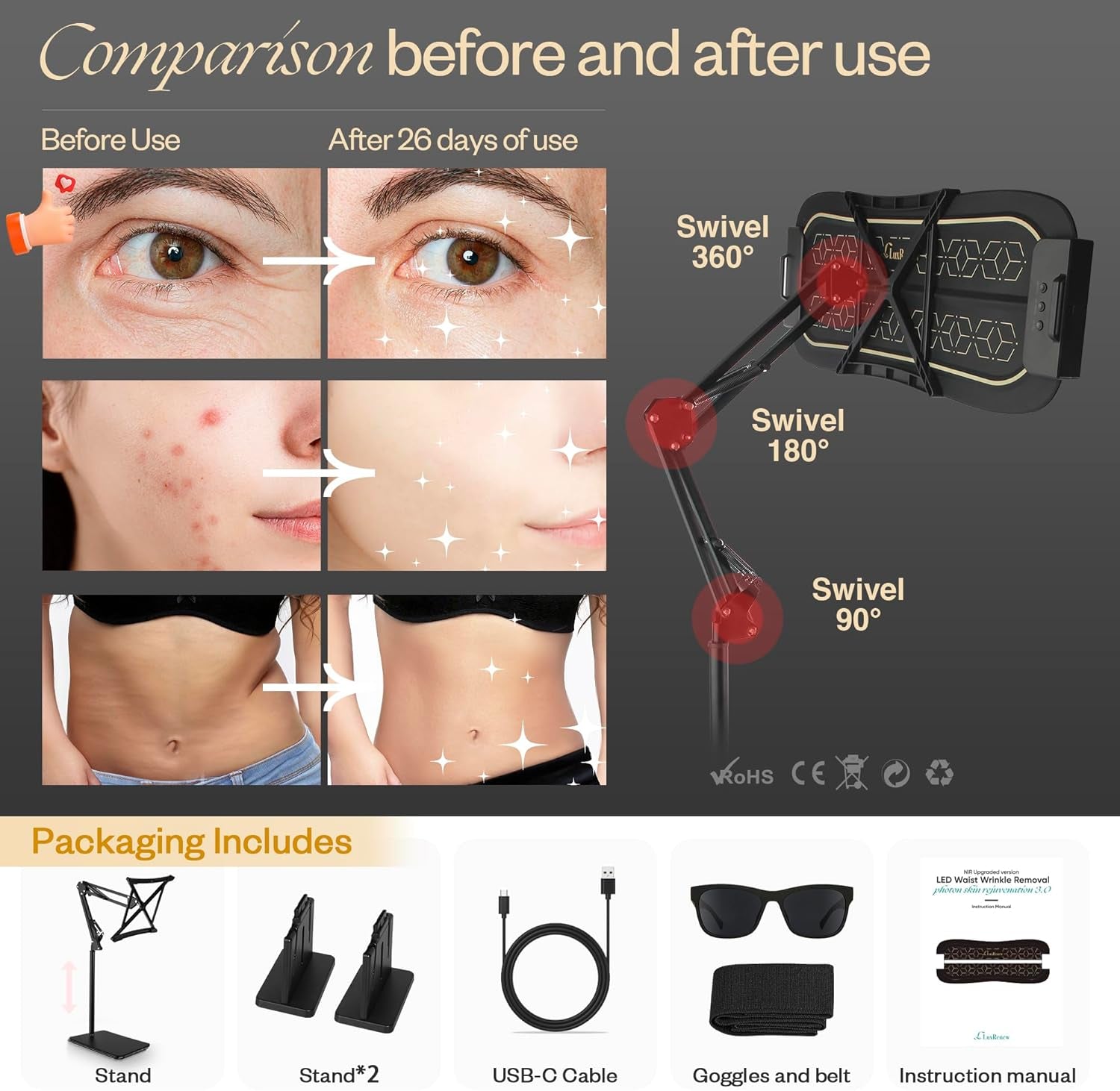 4-in-1 Professional Red Light Therapy Device for Face & Body Care – Anti-Aging & Muscle Recovery