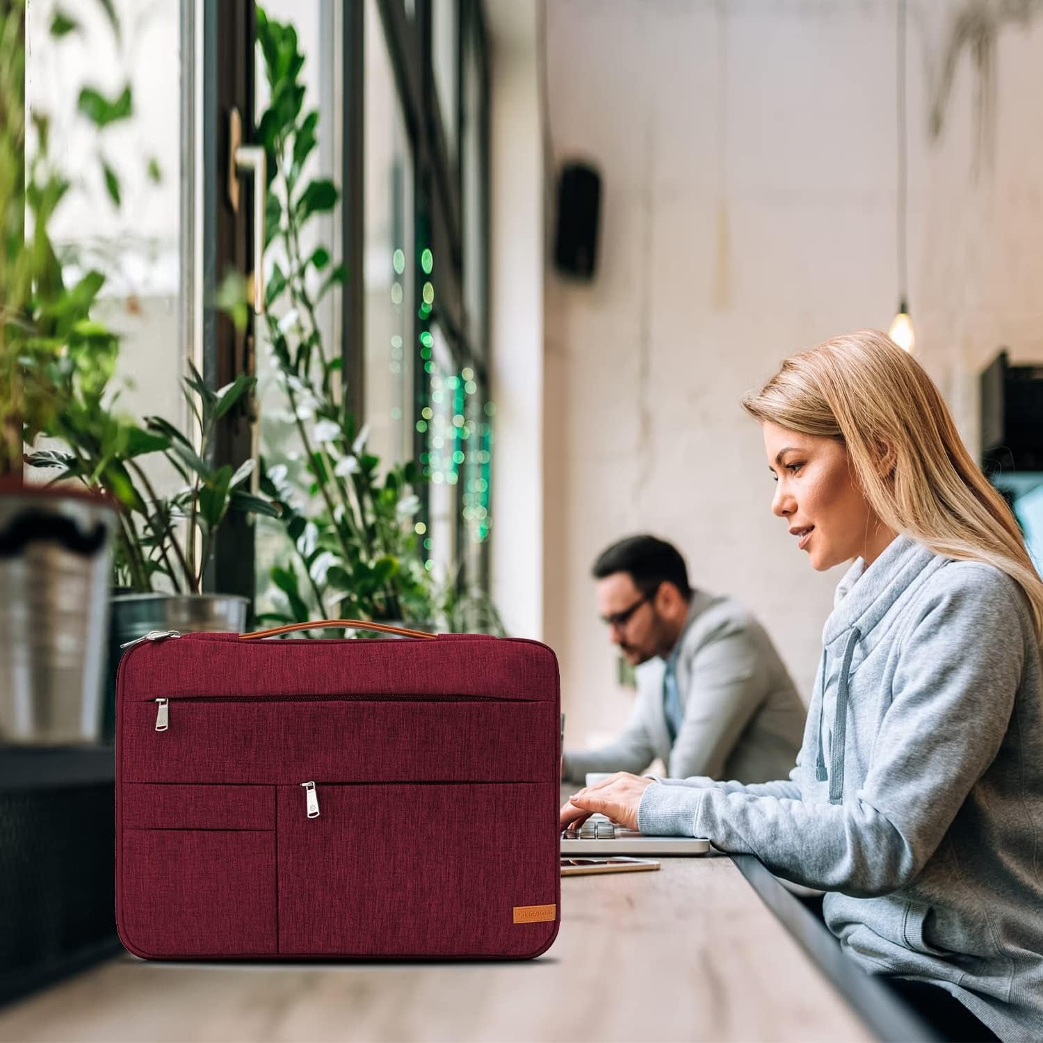 15-15.6 Inch Laptop Sleeve Bag, Slim Lightweight Multiple Pockets Computer Cover Notebook Ultrabooks Carrying Case Fit for Acer Asus Dell Lenovo HP Toshiba, Red