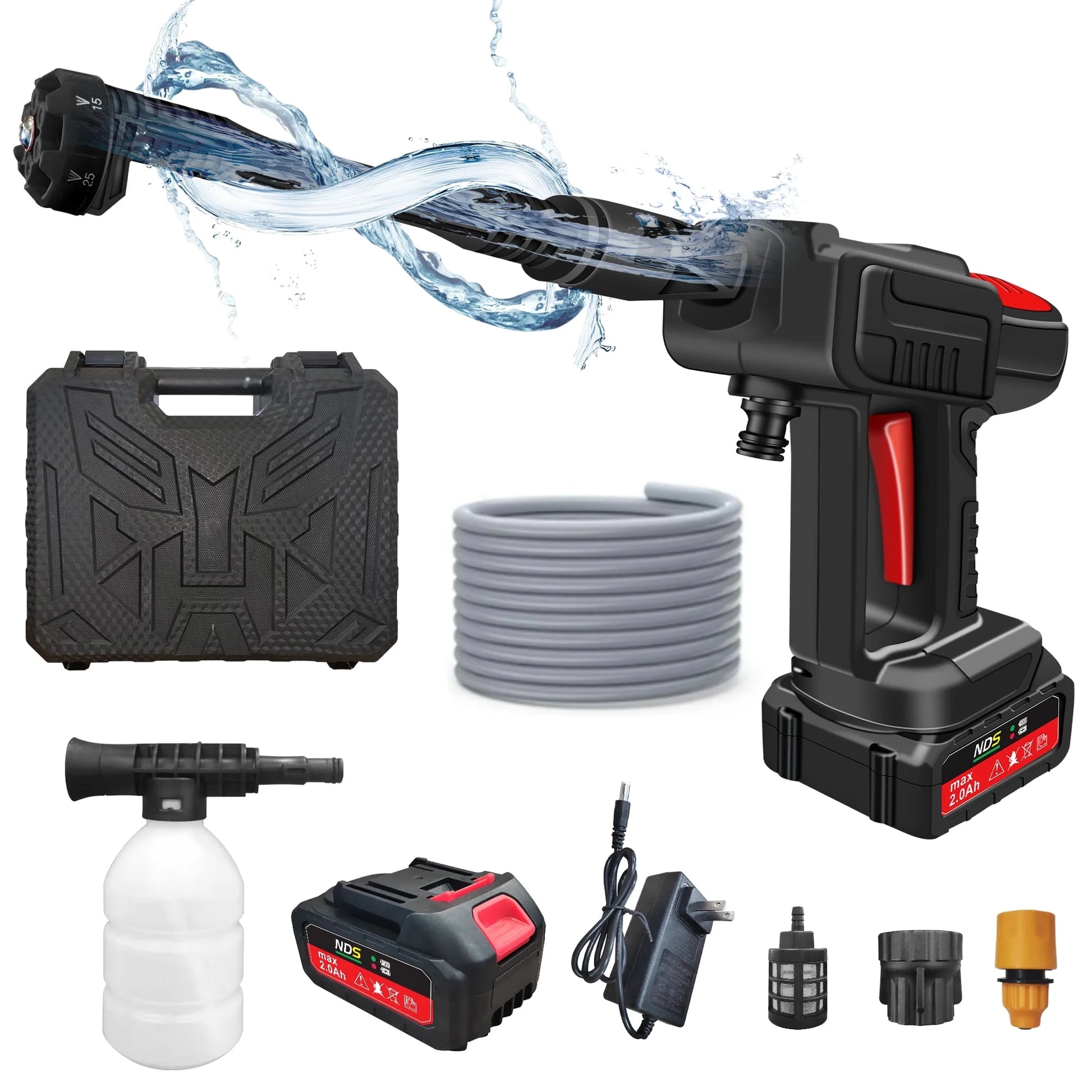 Powerful 970PSI Cordless Pressure Washer - 6-in-1 Nozzle, 2-3 hrs Runtime