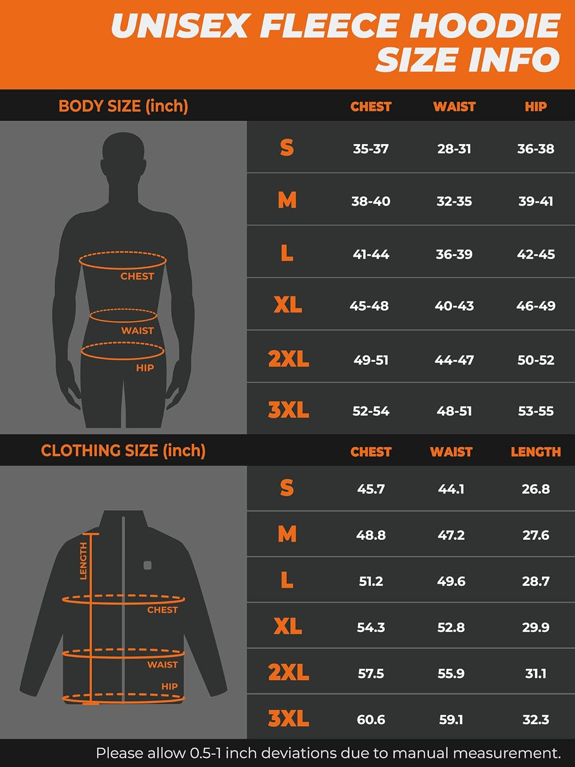 Heated Hoodie with USB-C Rechargeable Battery, Fleece Full-Zip Heated Sweatshirt Hoodie